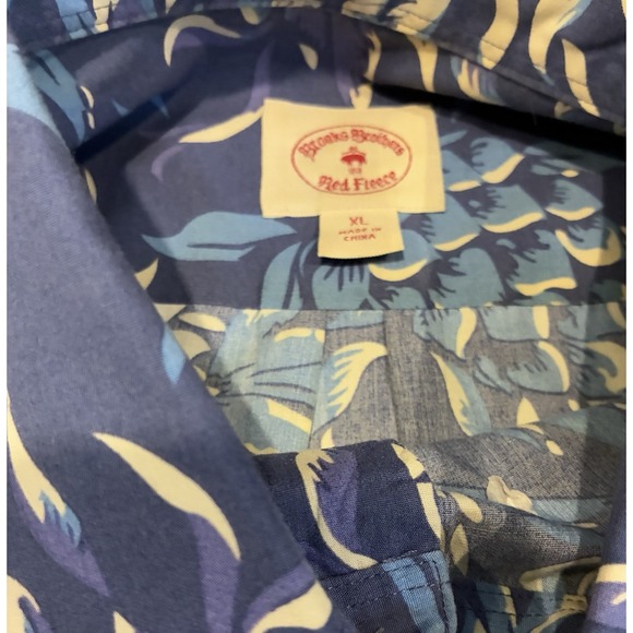 Brooks Brothers Shirt Mens XL Blue Pineapple Print Button Short Sleeve Hawaiian - Picture 5 of 7